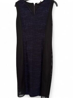 Elie Tahari Navy and Black Midi Dress